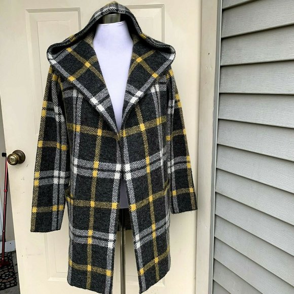 plaid hooded cardigans